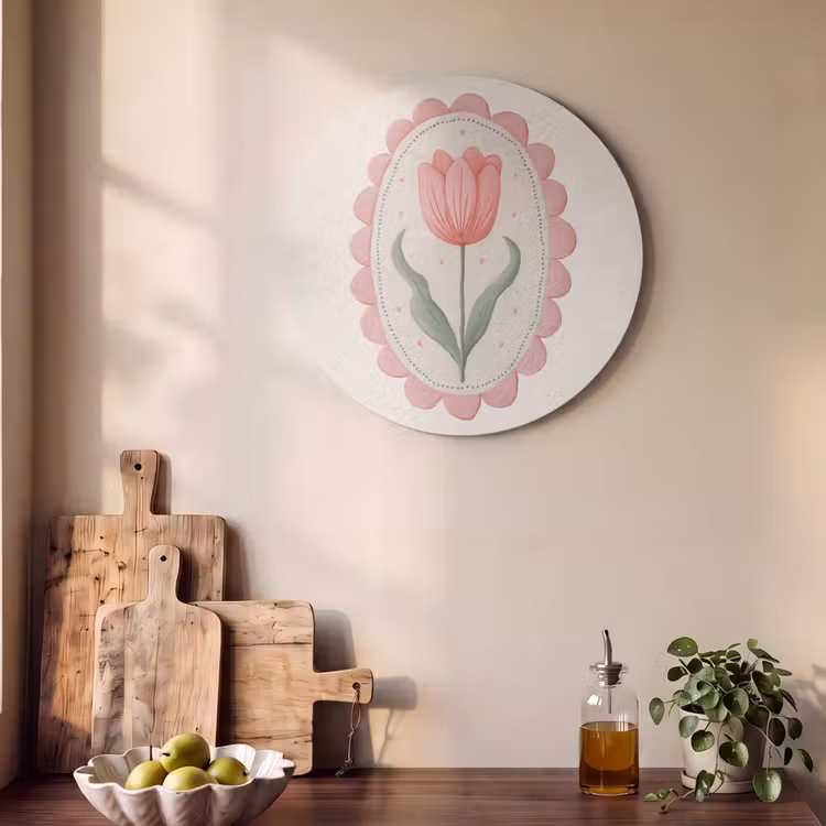 Akoestisch schilderij rond - Tulp - Lijst - Ovaal - Illustratie — 4
