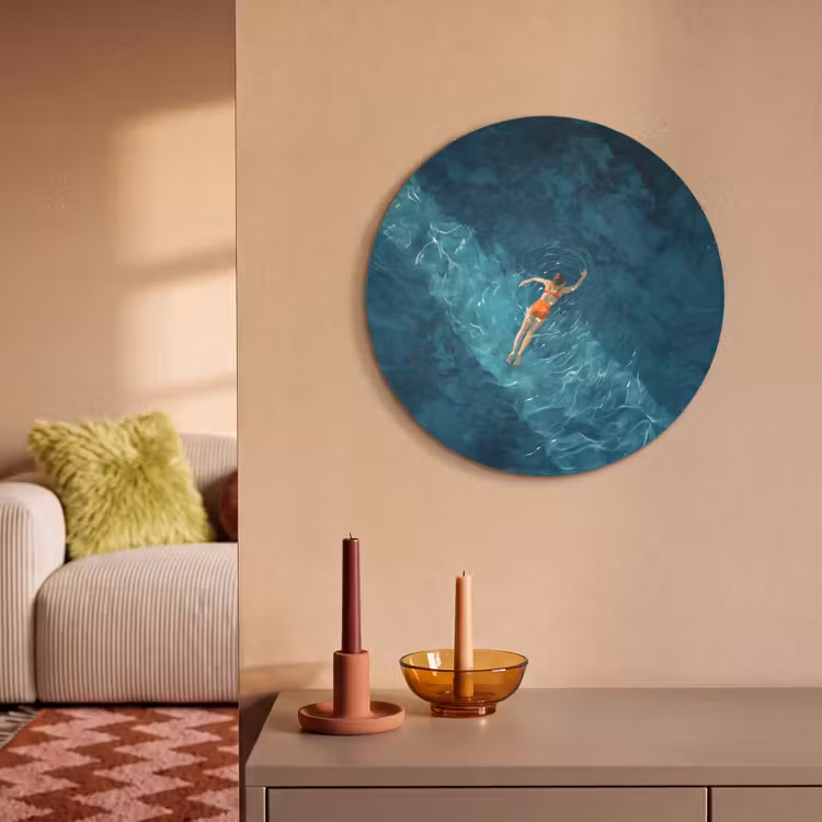 Akoestisch schilderij rond - Vrouw - Water - Bikini - Oranje — 3