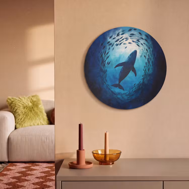 Akoestisch schilderij rond - Walvis - Vissen - Donkerblauw — 3