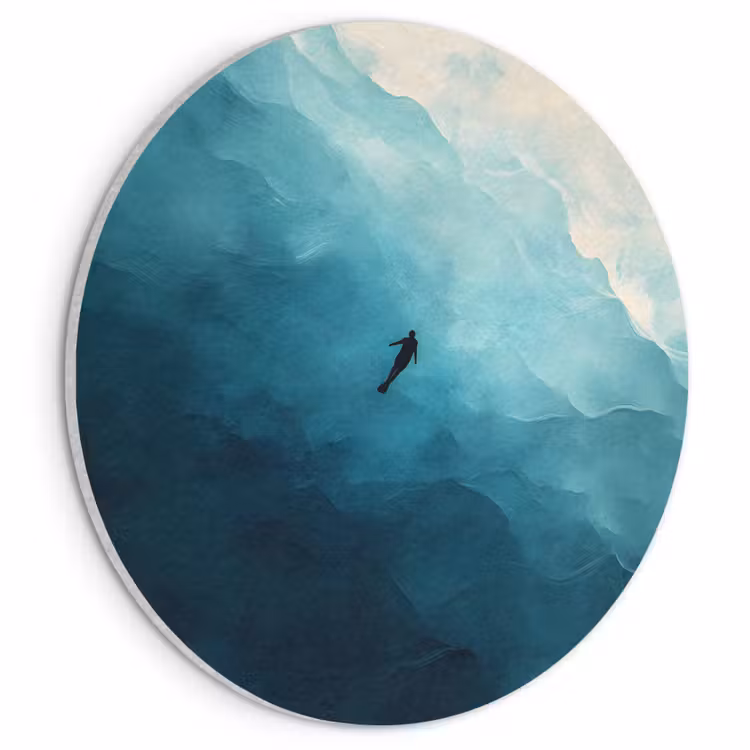 Akoestisch schilderij rond - Zee - Silhouet - Abstract - Blauw — 1