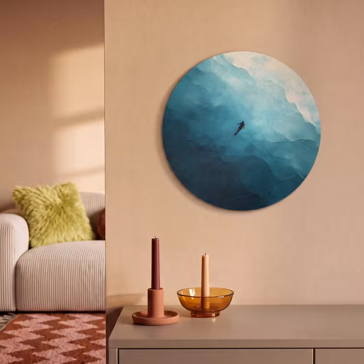 Akoestisch schilderij rond - Zee - Silhouet - Abstract - Blauw — 3