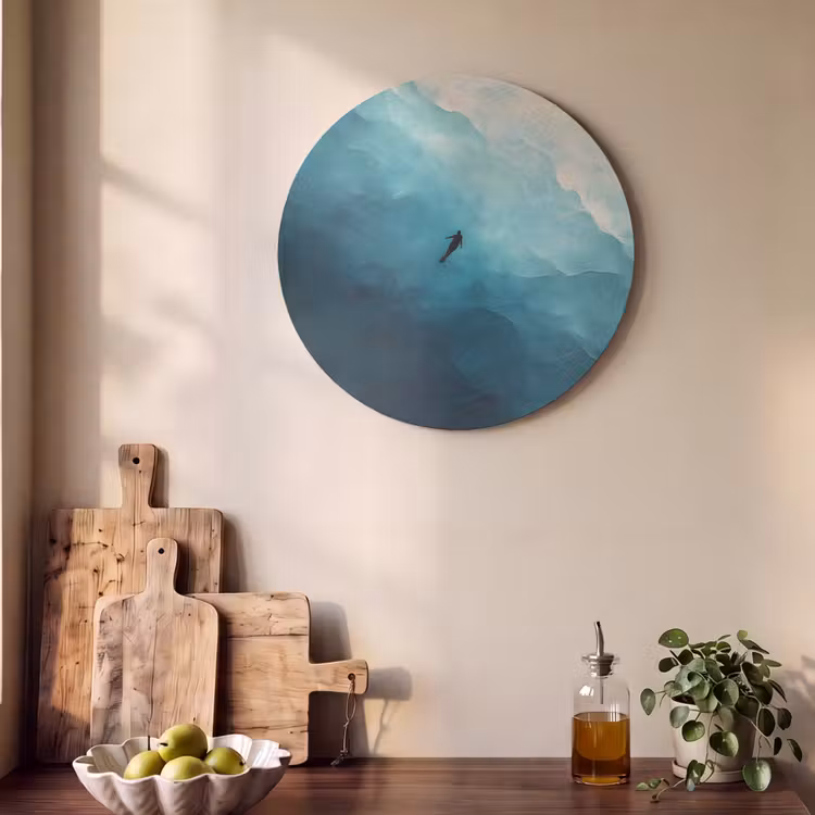 Akoestisch schilderij rond - Zee - Silhouet - Abstract - Blauw — 4