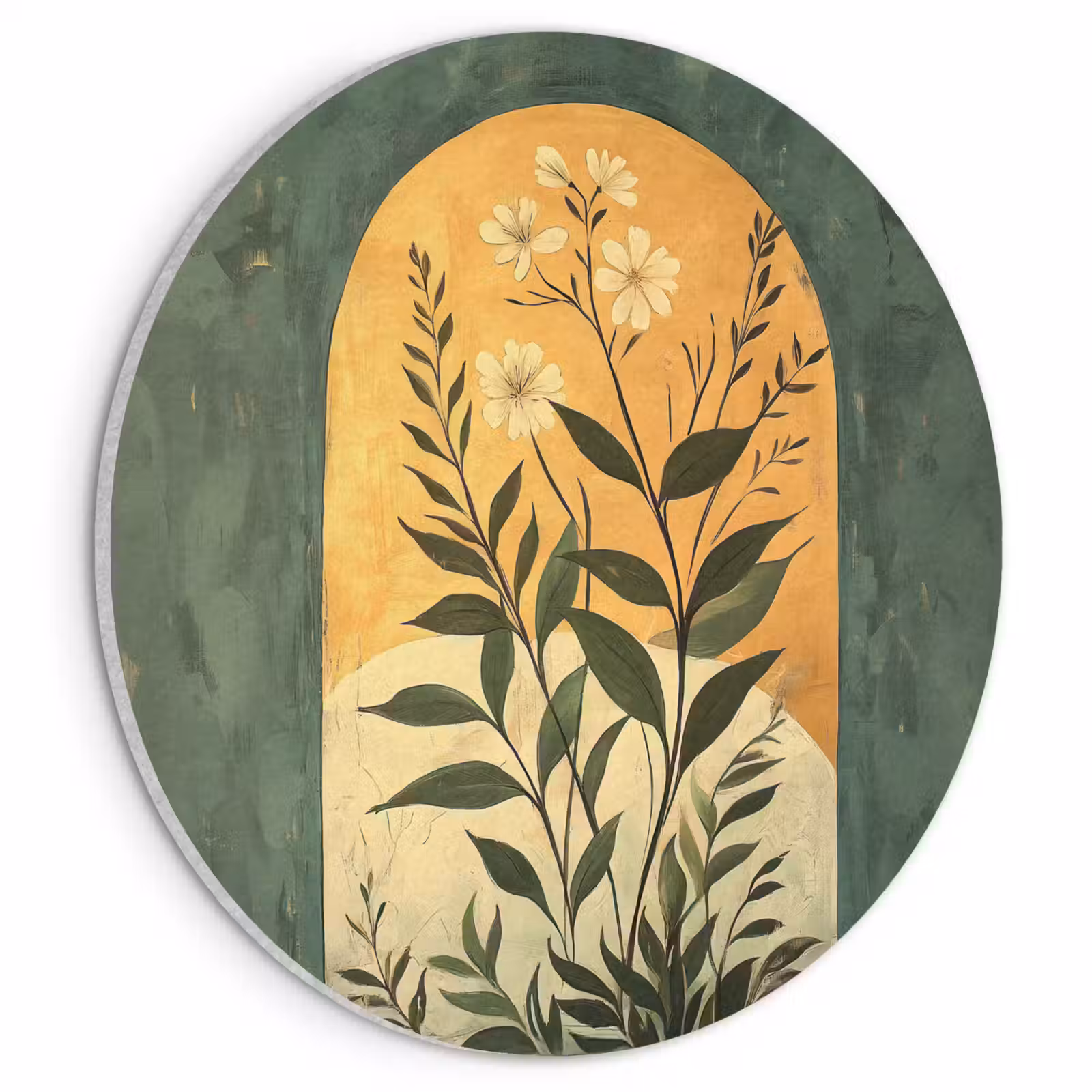 Akoestisch schilderij rond - Plant - Bloemen - Wit — 1