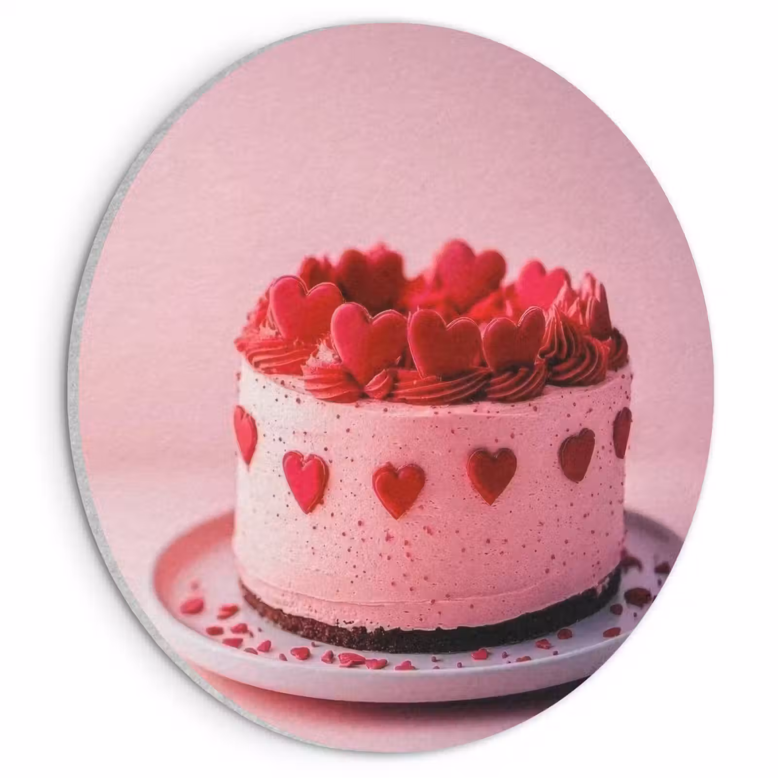 Akoestisch schilderij rond - Taart - Hart - Roze — 1