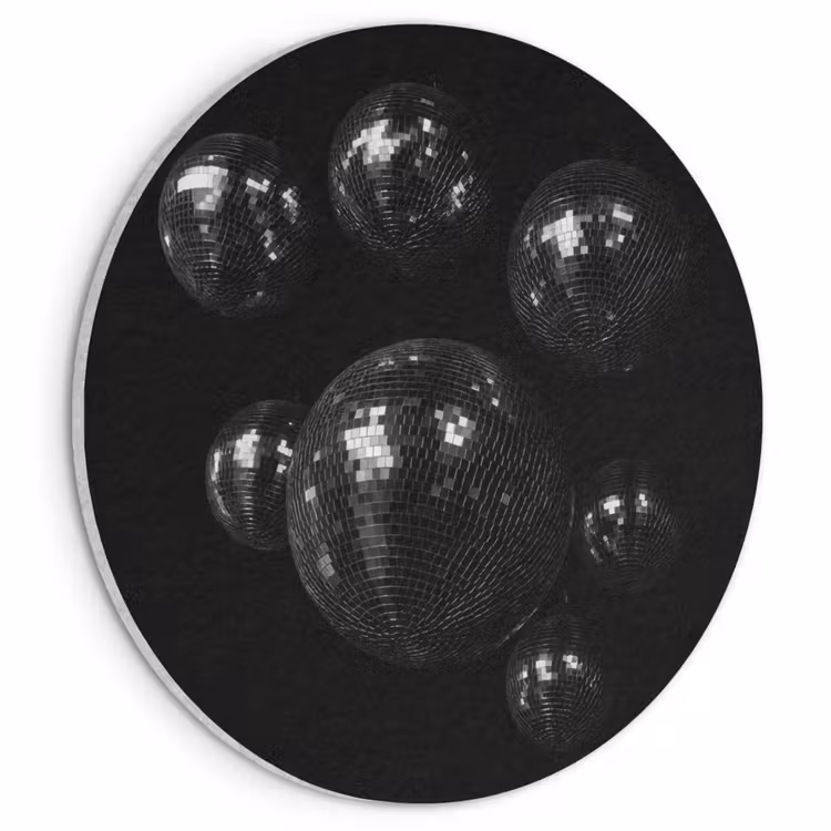 Akoestisch schilderij rond - Discoballen - Minimalistisch - Zwart — 1