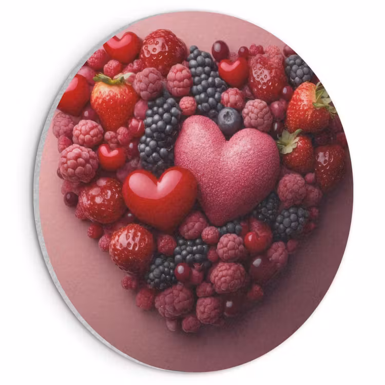 Akoestisch schilderij rond - Fruit - Hartjes - Aardbeien - Frambozen - Bosbessen — 1