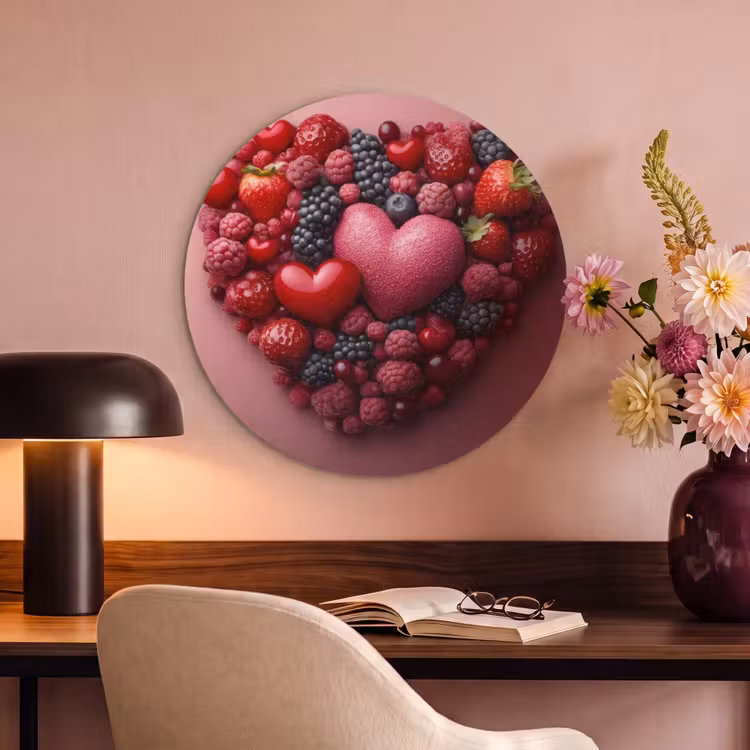 Akoestisch schilderij rond - Fruit - Hartjes - Aardbeien - Frambozen - Bosbessen — 2