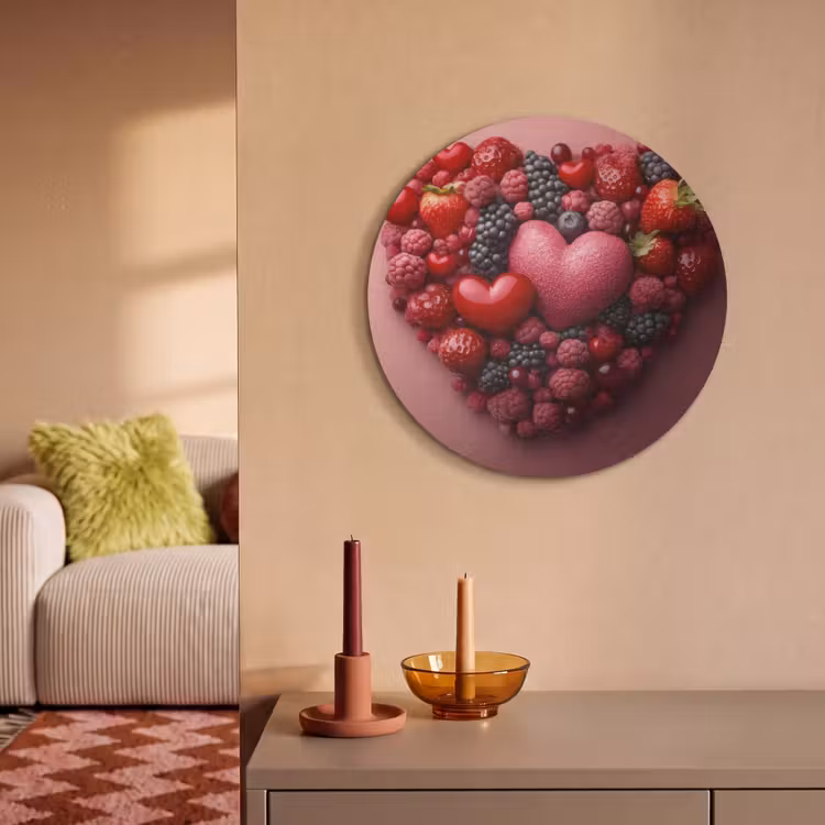 Akoestisch schilderij rond - Fruit - Hartjes - Aardbeien - Frambozen - Bosbessen — 3
