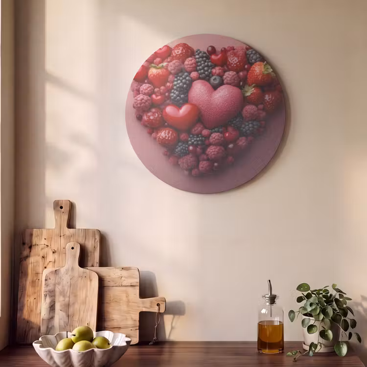 Akoestisch schilderij rond - Fruit - Hartjes - Aardbeien - Frambozen - Bosbessen — 4