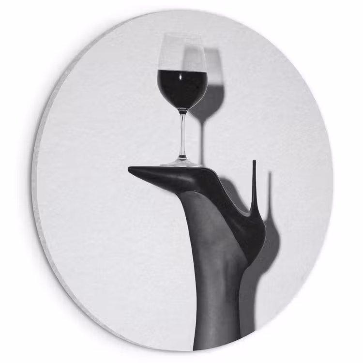 Akoestisch schilderij rond - Hak - Wijn - Minimalistisch - Zwart — 1