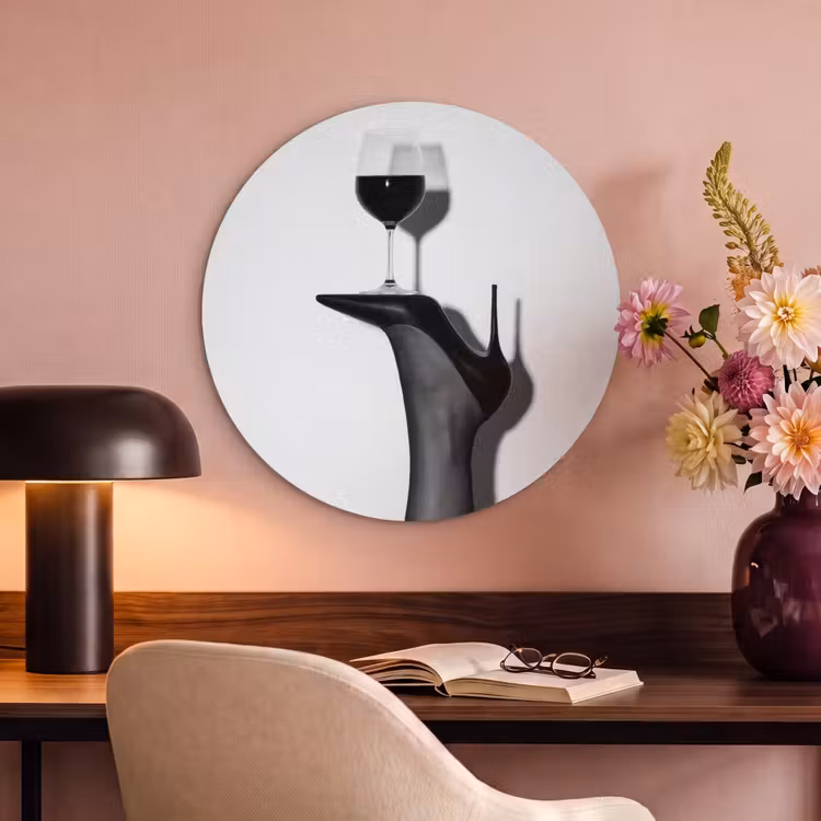 Akoestisch schilderij rond - Hak - Wijn - Minimalistisch - Zwart — 2