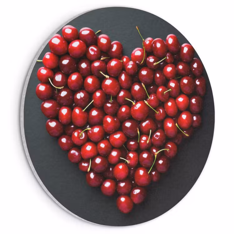 Akoestisch schilderij rond - Kersen - Hart - Rood - Zwart — 1