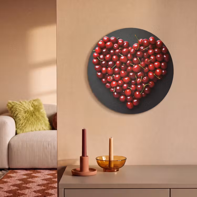 Akoestisch schilderij rond - Kersen - Hart - Rood - Zwart — 3