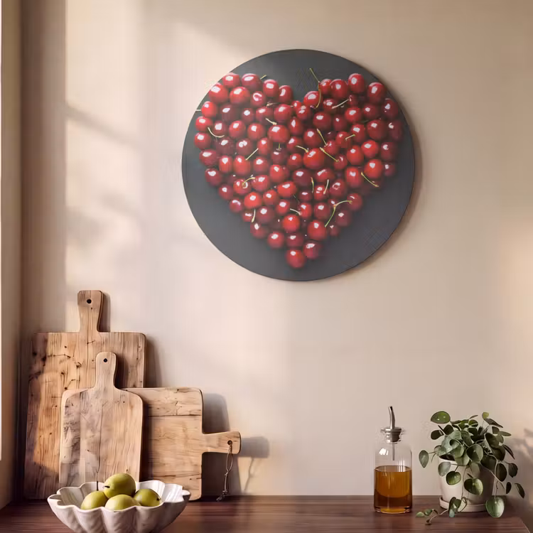 Akoestisch schilderij rond - Kersen - Hart - Rood - Zwart — 4
