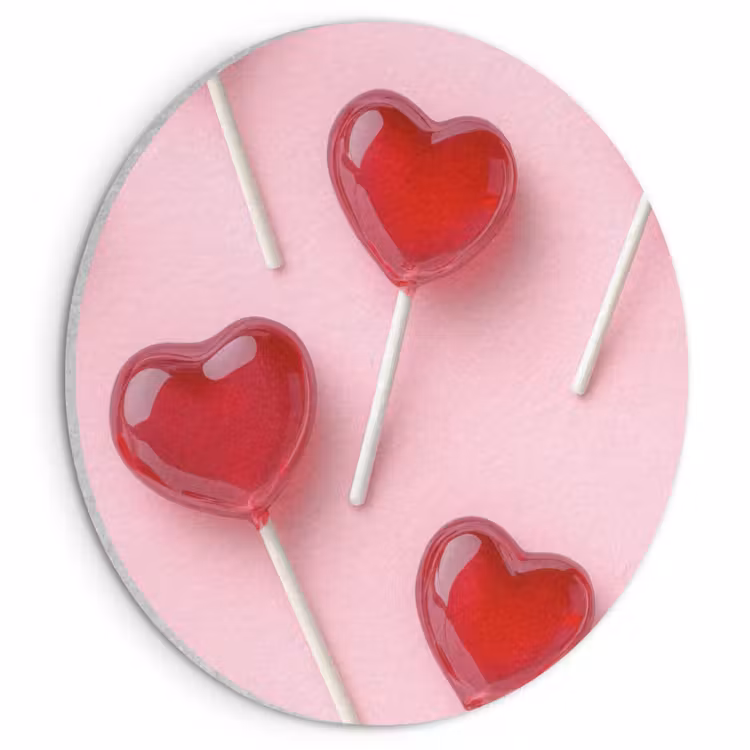 Akoestisch schilderij rond - Lollies - Hartjes - Roze — 1