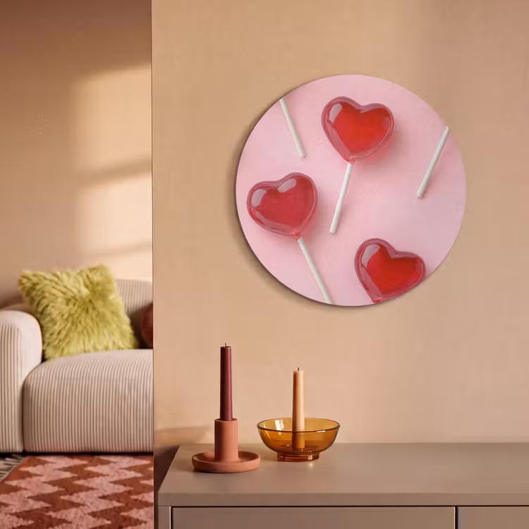 Akoestisch schilderij rond - Lollies - Hartjes - Roze — 3