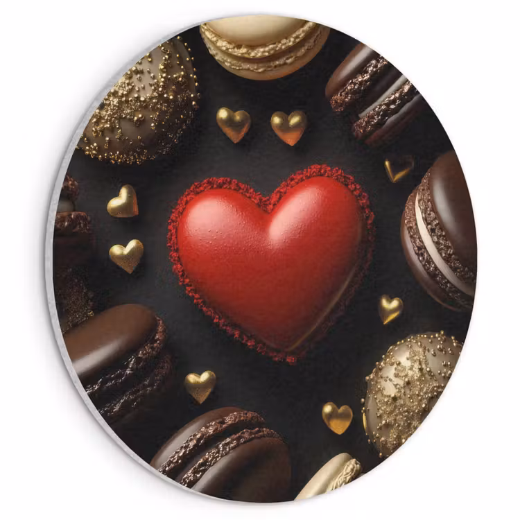 Akoestisch schilderij rond - Macarons - Rood - Hart — 1