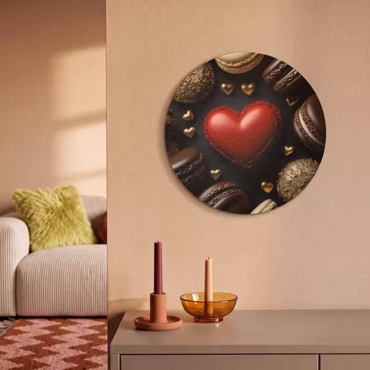 Akoestisch schilderij rond - Macarons - Rood - Hart — 3