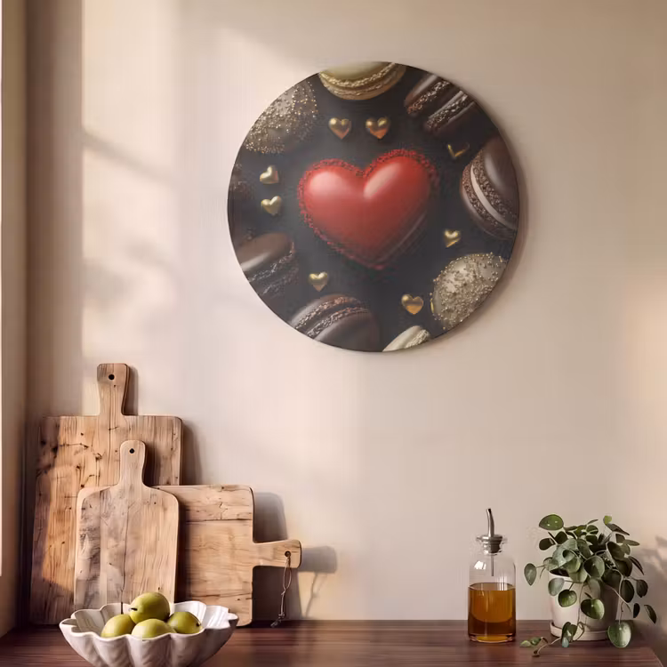 Akoestisch schilderij rond - Macarons - Rood - Hart — 4