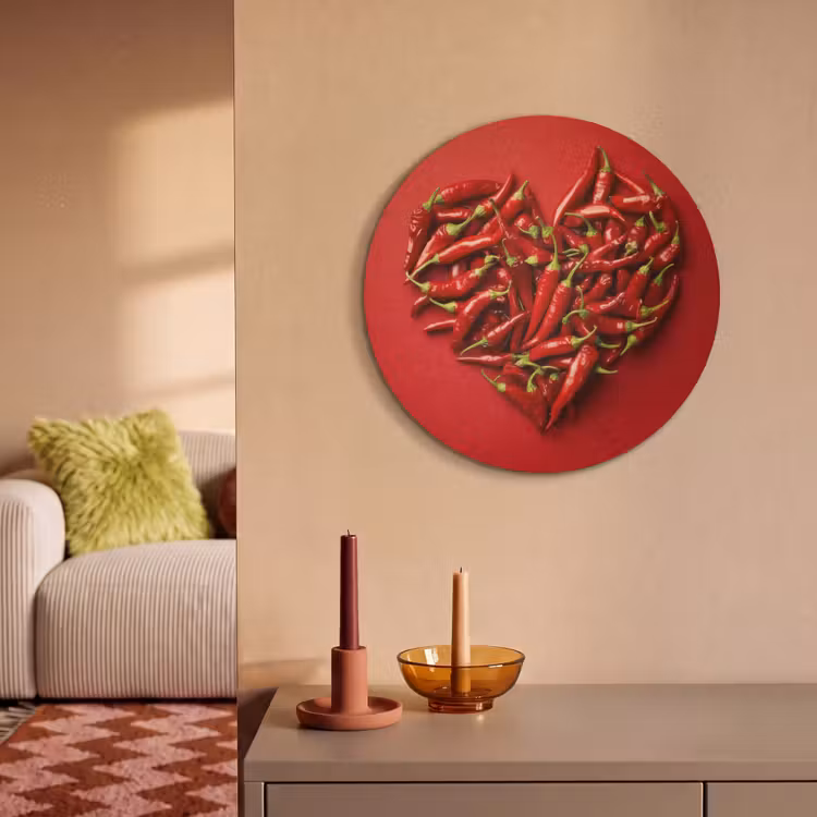 Akoestisch schilderij rond - Pepers - Rood - Hart — 3