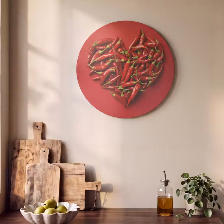 Akoestisch schilderij rond - Pepers - Rood - Hart — 4