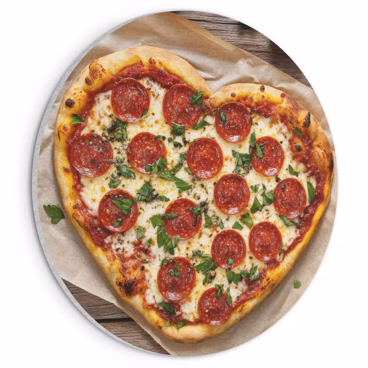 Akoestisch schilderij rond - Pizza - Hart - Pepperoni - Tomaat — 1