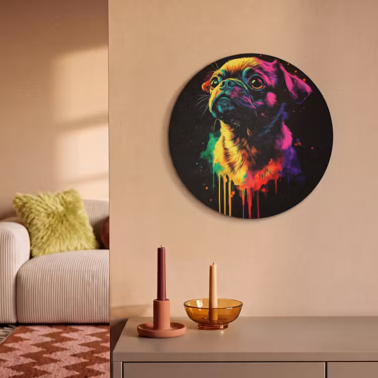 Akoestisch schilderij rond - Puck - Hond - Verf - Kleuren — 3