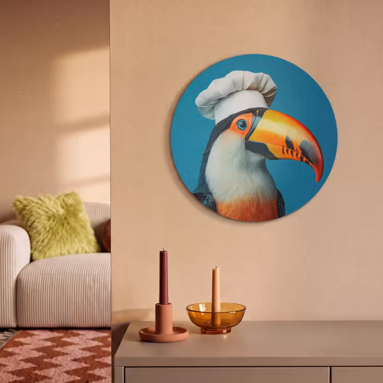 Akoestisch schilderij rond - Toekan - Papegaai - Vogel - Koksmuts — 3
