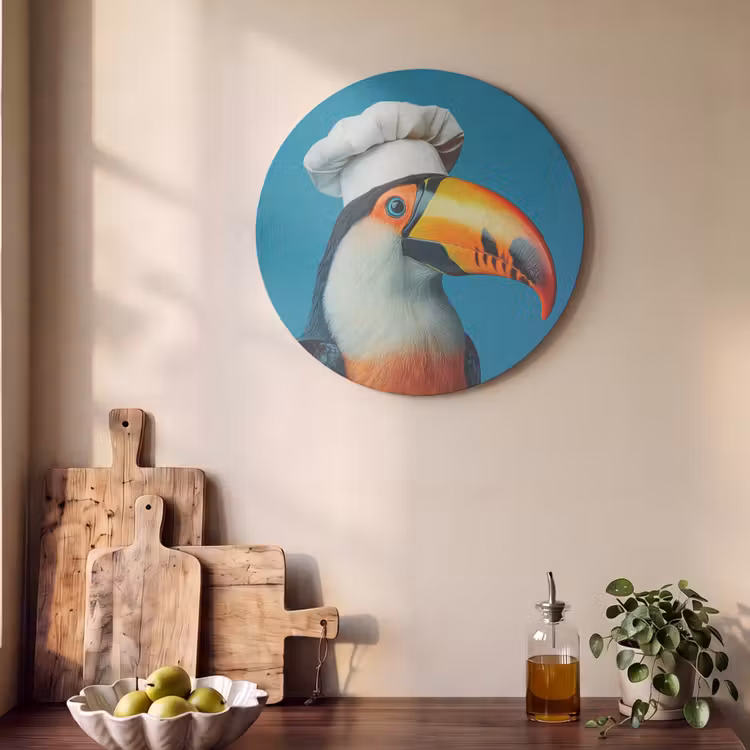Akoestisch schilderij rond - Toekan - Papegaai - Vogel - Koksmuts — 4