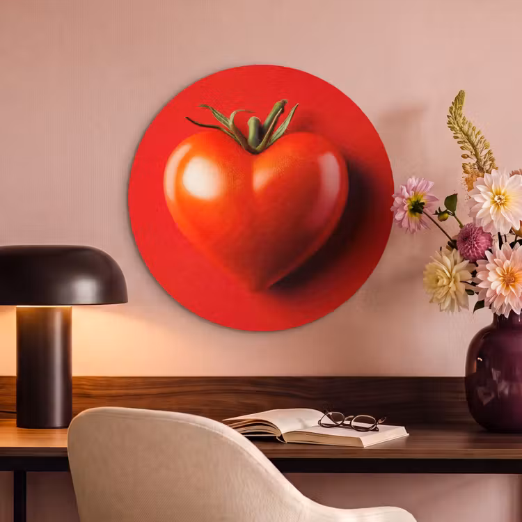 Akoestisch schilderij rond - Tomaat - Rood - Hart — 2