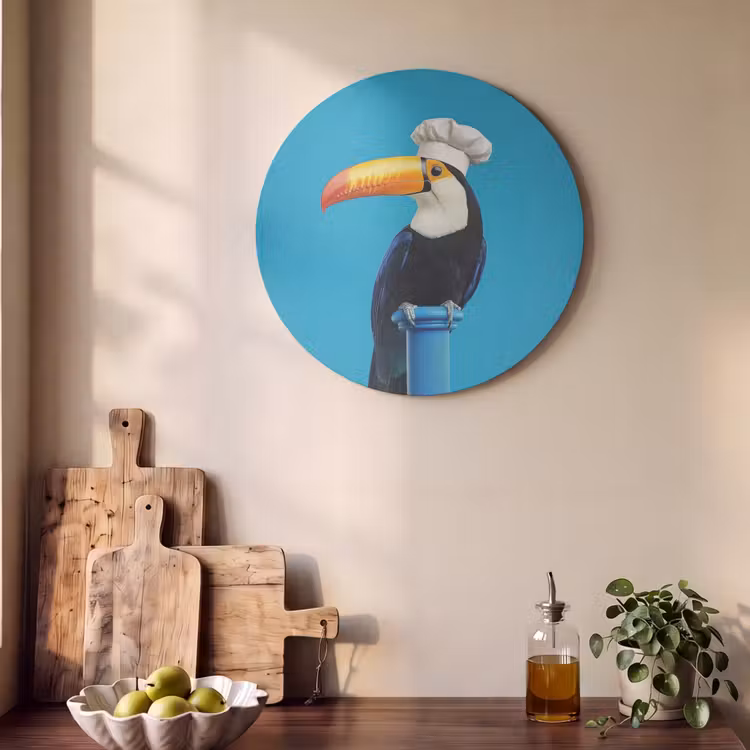 Akoestisch schilderij rond - Tucan - Sokkel - Vogel - Koksmuts — 4
