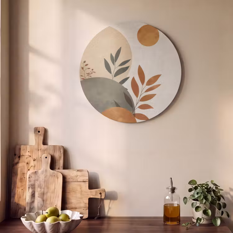 Akoestisch schilderij rond - Vormen - Rond - Bladeren - Beige — 4