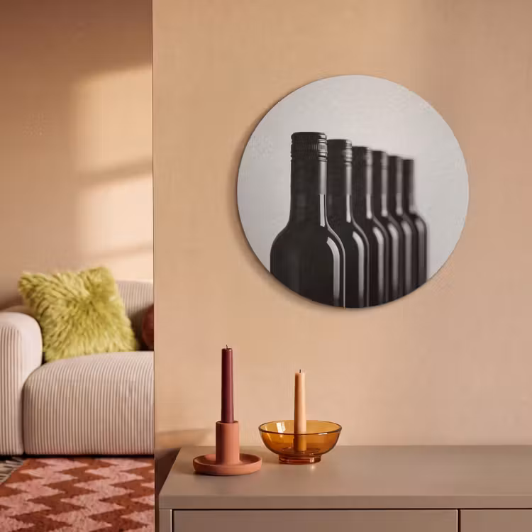 Akoestisch schilderij rond - Wijnflessen - Zwart - Minimalistisch — 3