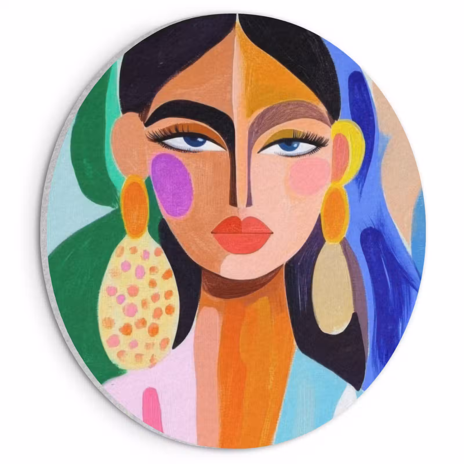 Akoestisch schilderij rond - Portret - Vrouw - Modern — 1