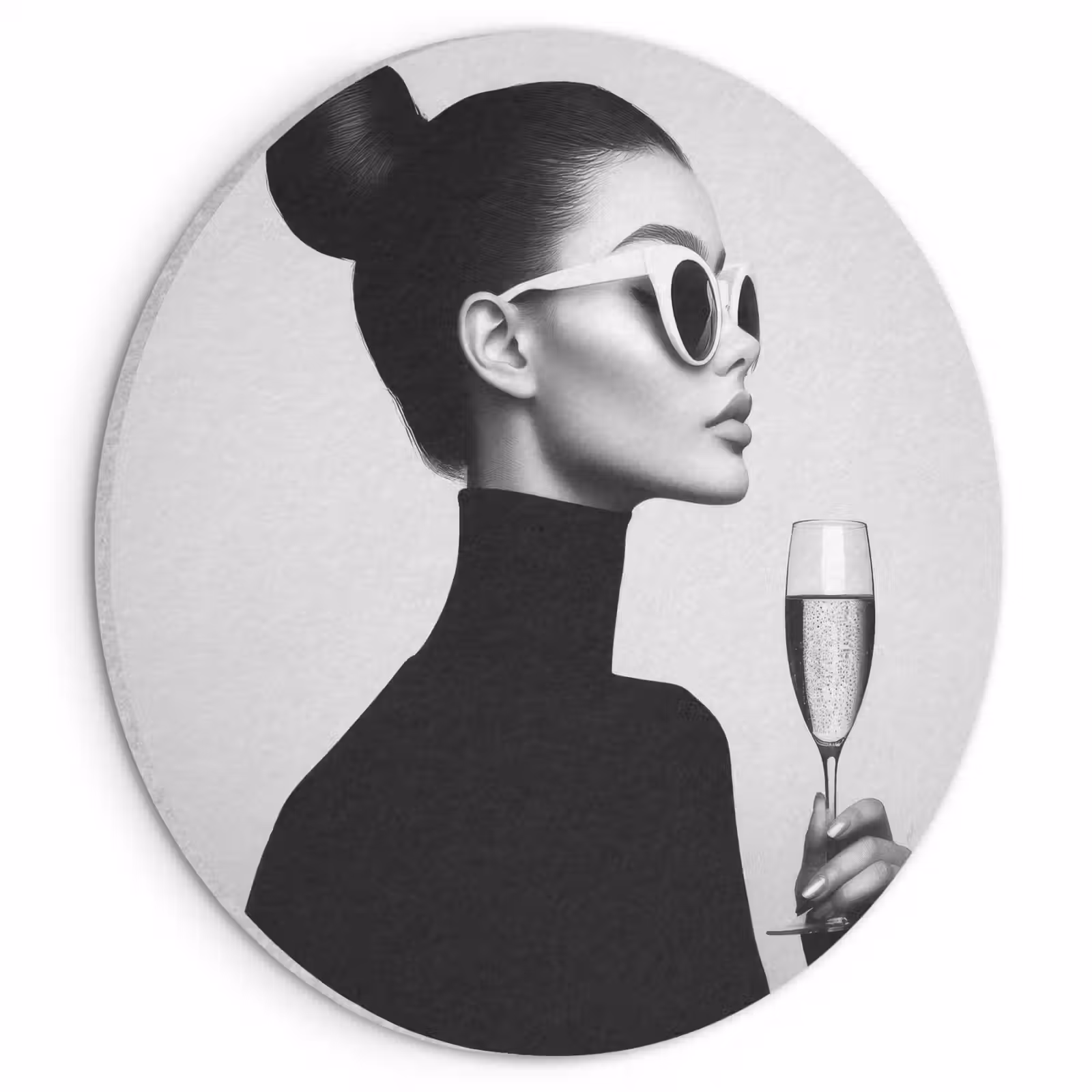 Akoestisch schilderij rond - Vrouw - Champagne - Modern — 1