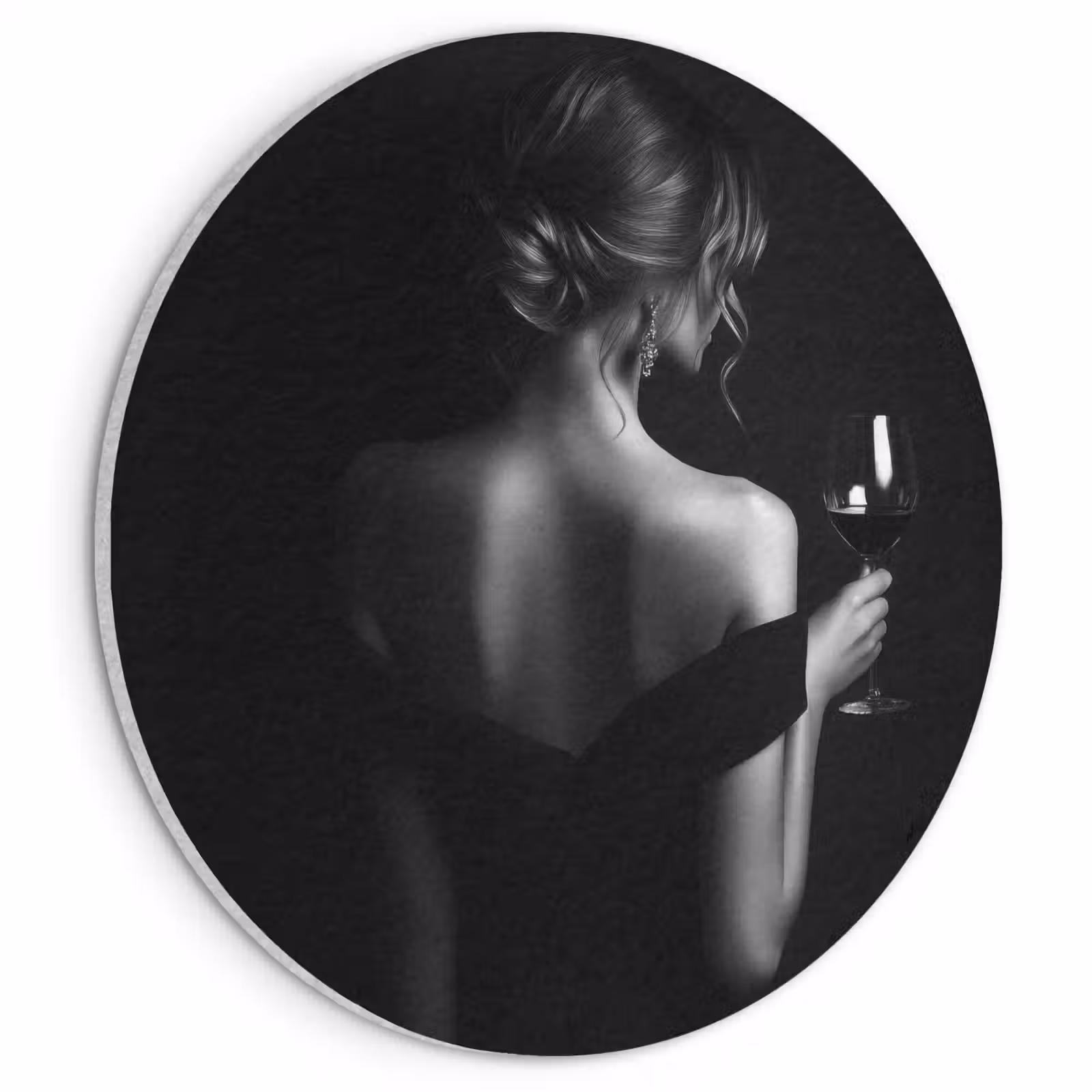 Akoestisch schilderij rond - Vrouw - Wijn - Jurk — 1