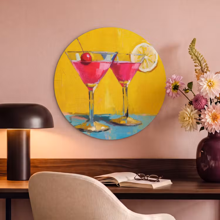 Akoestisch schilderij rond - Glazen - Cocktail - Citroen - Kers — 2