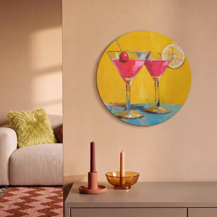 Akoestisch schilderij rond - Glazen - Cocktail - Citroen - Kers — 3