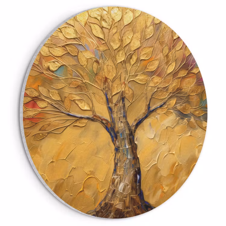 Akoestisch schilderij rond - Goud - Boom - Abstract - Modern — 1