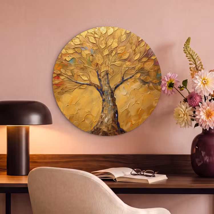 Akoestisch schilderij rond - Goud - Boom - Abstract - Modern — 2