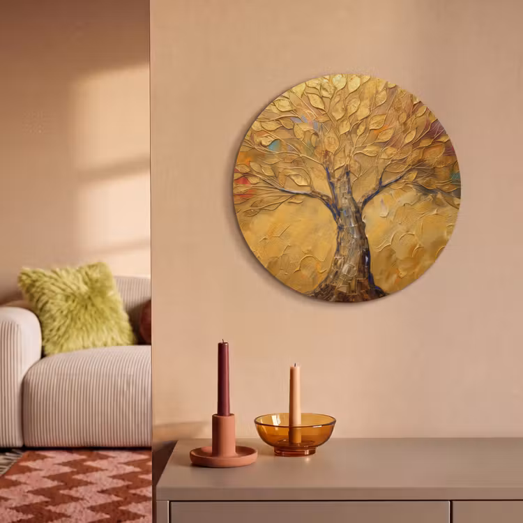 Akoestisch schilderij rond - Goud - Boom - Abstract - Modern — 3