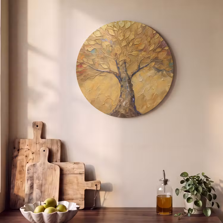 Akoestisch schilderij rond - Goud - Boom - Abstract - Modern — 4