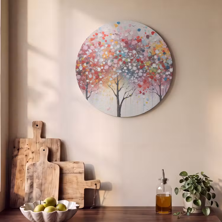 Akoestisch schilderij rond - Kunst - Bomen - Natuur - Acryl — 4