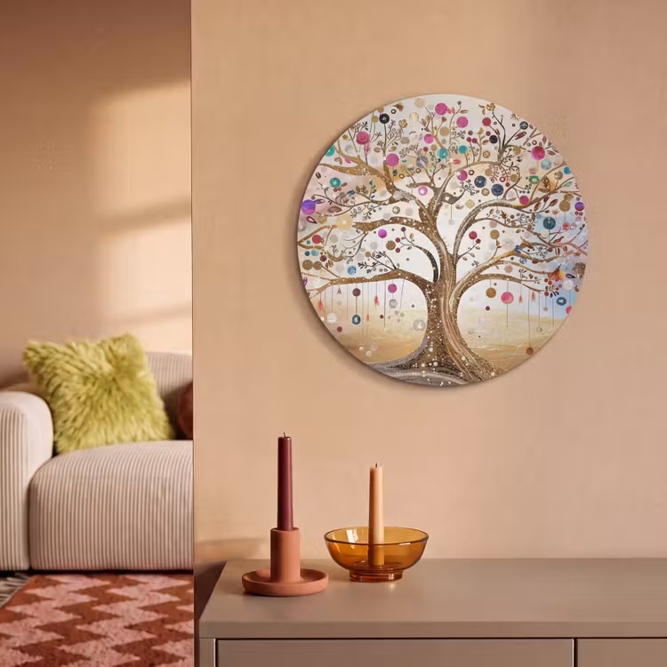 Akoestisch schilderij rond - Levensboom - Goud - Kleurrijk - Abstract - Aesthetic — 3