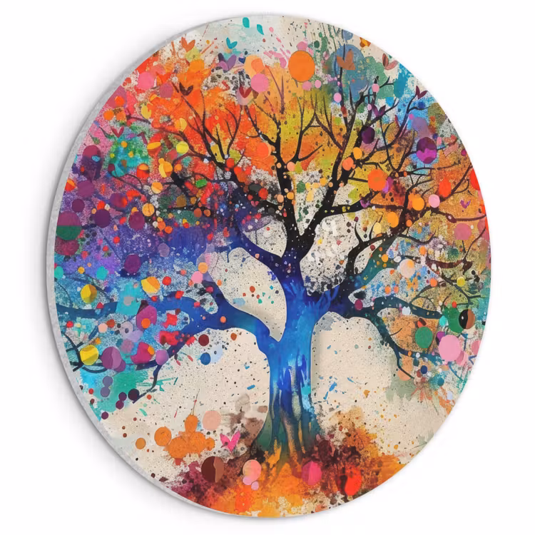 Akoestisch schilderij rond - Levensboom - Natuur - Kleurrijk - Boom — 1