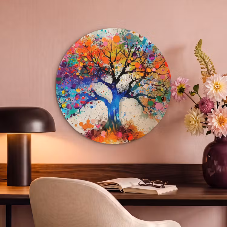 Akoestisch schilderij rond - Levensboom - Natuur - Kleurrijk - Boom — 2