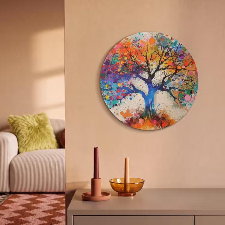 Akoestisch schilderij rond - Levensboom - Natuur - Kleurrijk - Boom — 3