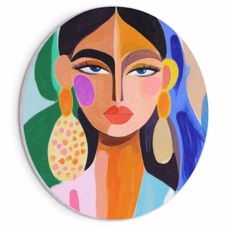 Akoestisch schilderij rond - Portret - Vrouw - Modern — 1