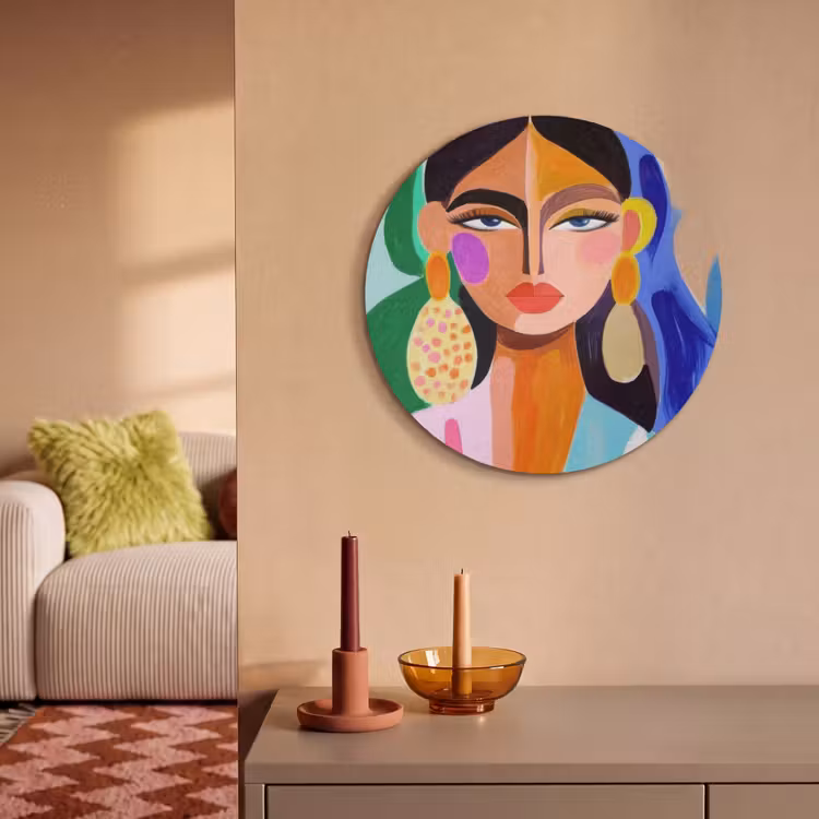 Akoestisch schilderij rond - Portret - Vrouw - Modern — 3