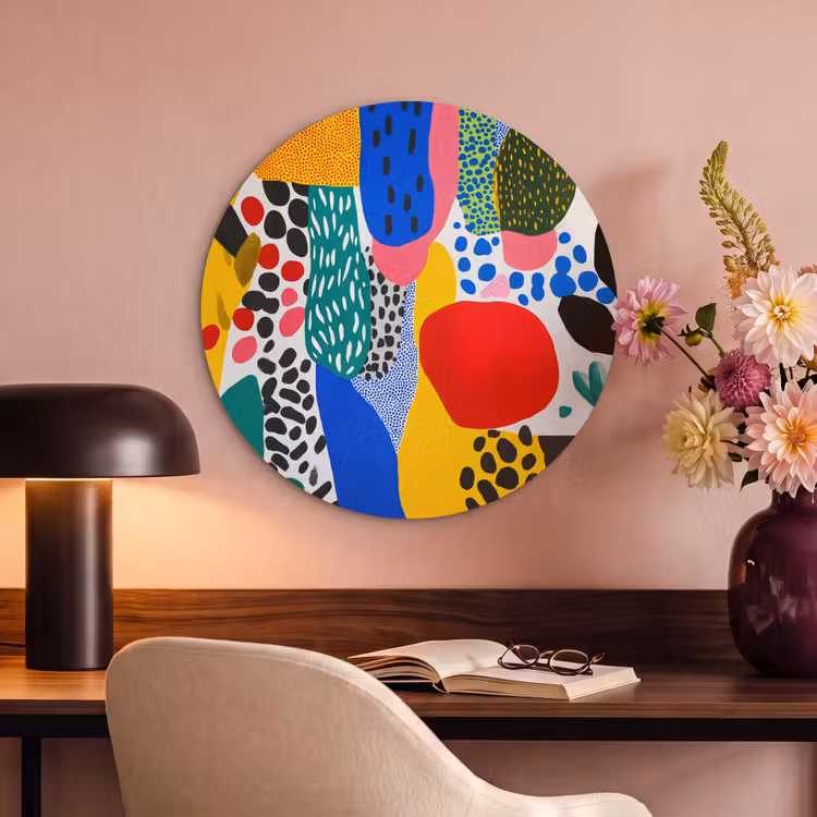 Akoestisch schilderij rond - Stippen - Vormen - Modern - Kleuren — 2